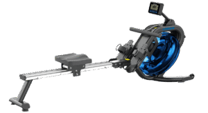 Rameur Moovyoo Leman avec réservoir d'eau et écran de contrôle sur le dessus.