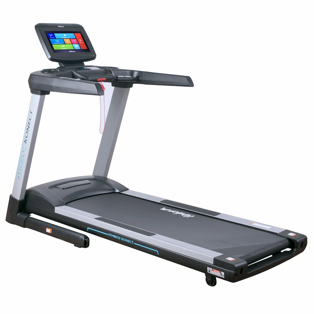 Heubozen Symbioz Konect illustration Tapis de course Heubozen Symbioz Konect avec écran de contrôle et console.