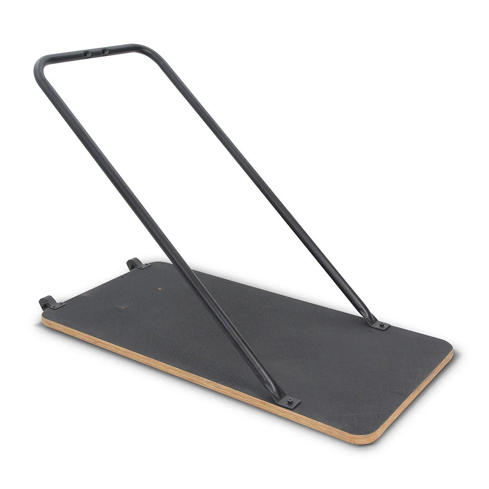 Heubozen – Plateforme Oslo illustration Plateau de travail noir avec un support en métal, conçu pour une utilisation sur une surface plane.