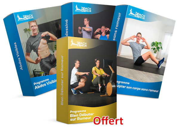 Pack de programmes d'entraînement sur rameur comprenant Abdos Visibles et Bien Débuter sur Rameur.